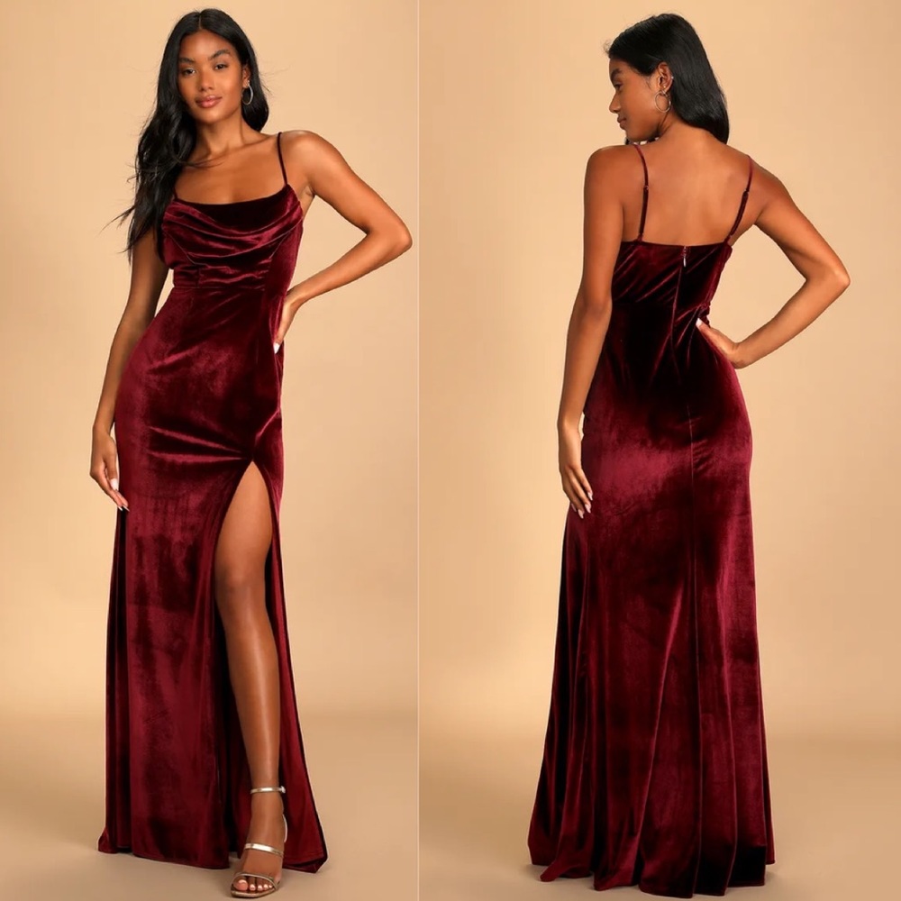 Lulus Everything I Do Velvet Maxi Dress Wine XL